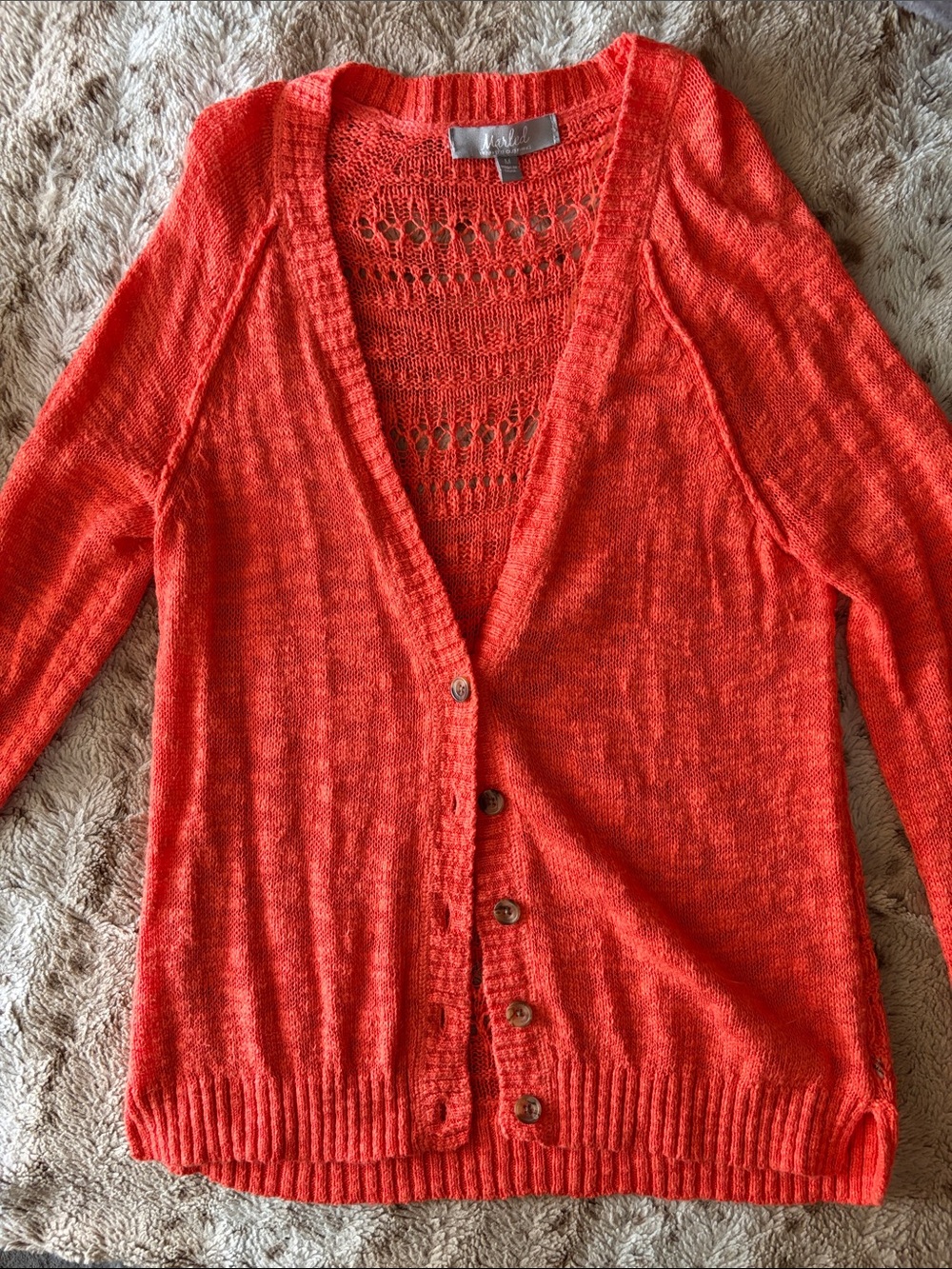 Coral orange cardigan size m